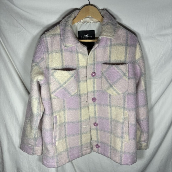 Hollister Jackets & Blazers - Hollister‎ Plaid Shacket Medium Pink & Gray Oversized Relaxed